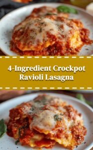 Easy Crockpot Ravioli Lasagna with 4 Ingredients