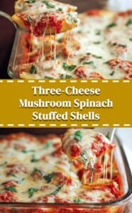 Mushroom Spinach Three-Cheese Stuffed Shells