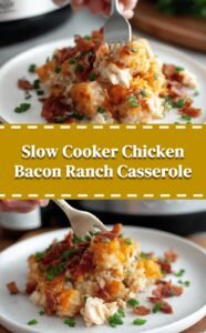 Slow Cooker Chicken Bacon Ranch Tater Tot Bake