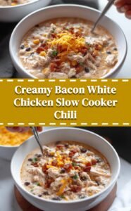 Slow Cooker Creamy Bacon White Chicken Chili