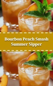 Bourbon Peach Smash Summer Cocktail