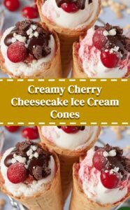 Cherry Cheesecake Ice Cream Cones