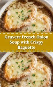 Easy French Onion Soup with Gruyere and Baguette