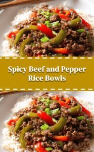 Spicy Asian Beef and Pepper Rice Bowls